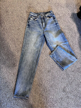 American Eagle AE Baggy Jean Women's Straight Leg Jeans Blue
